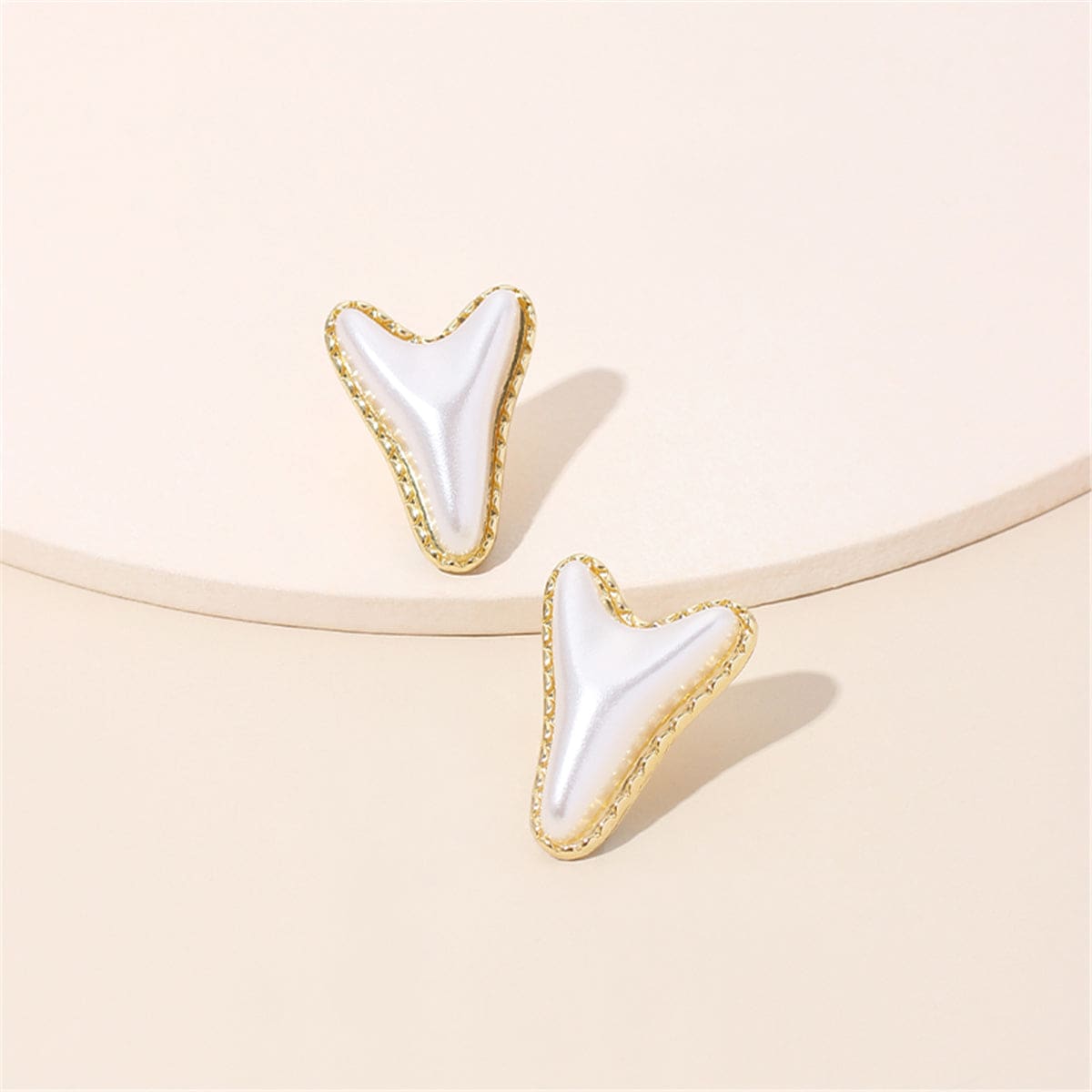 Pearl & Goldtone Arrow Stud Earrings