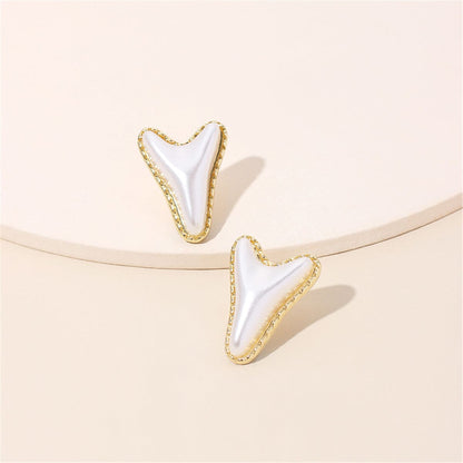 Pearl & Goldtone Arrow Stud Earrings