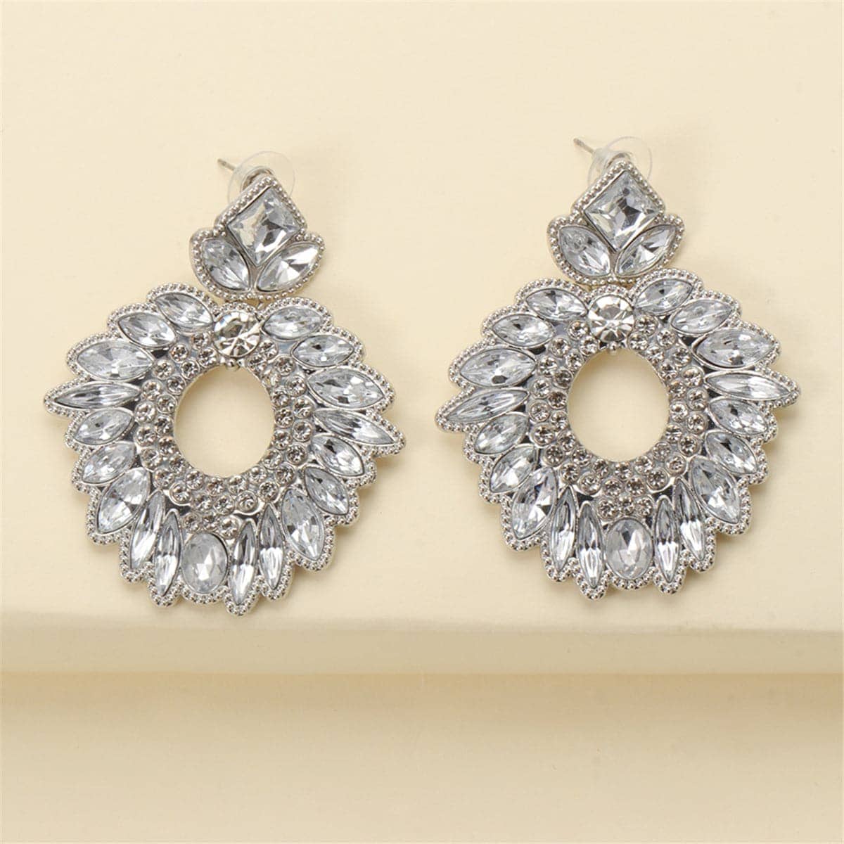 Crystal & Cubic Zirconia Silvertone Geometric Drop Earrings