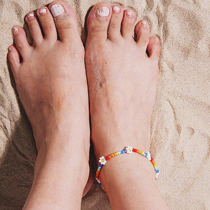 Multicolor Floral Beaded Anklet