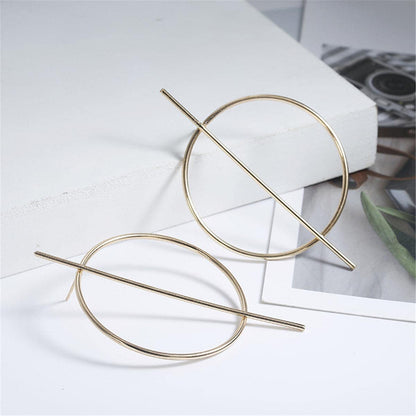 Goldtone Hoop & Bar Drop Earrings
