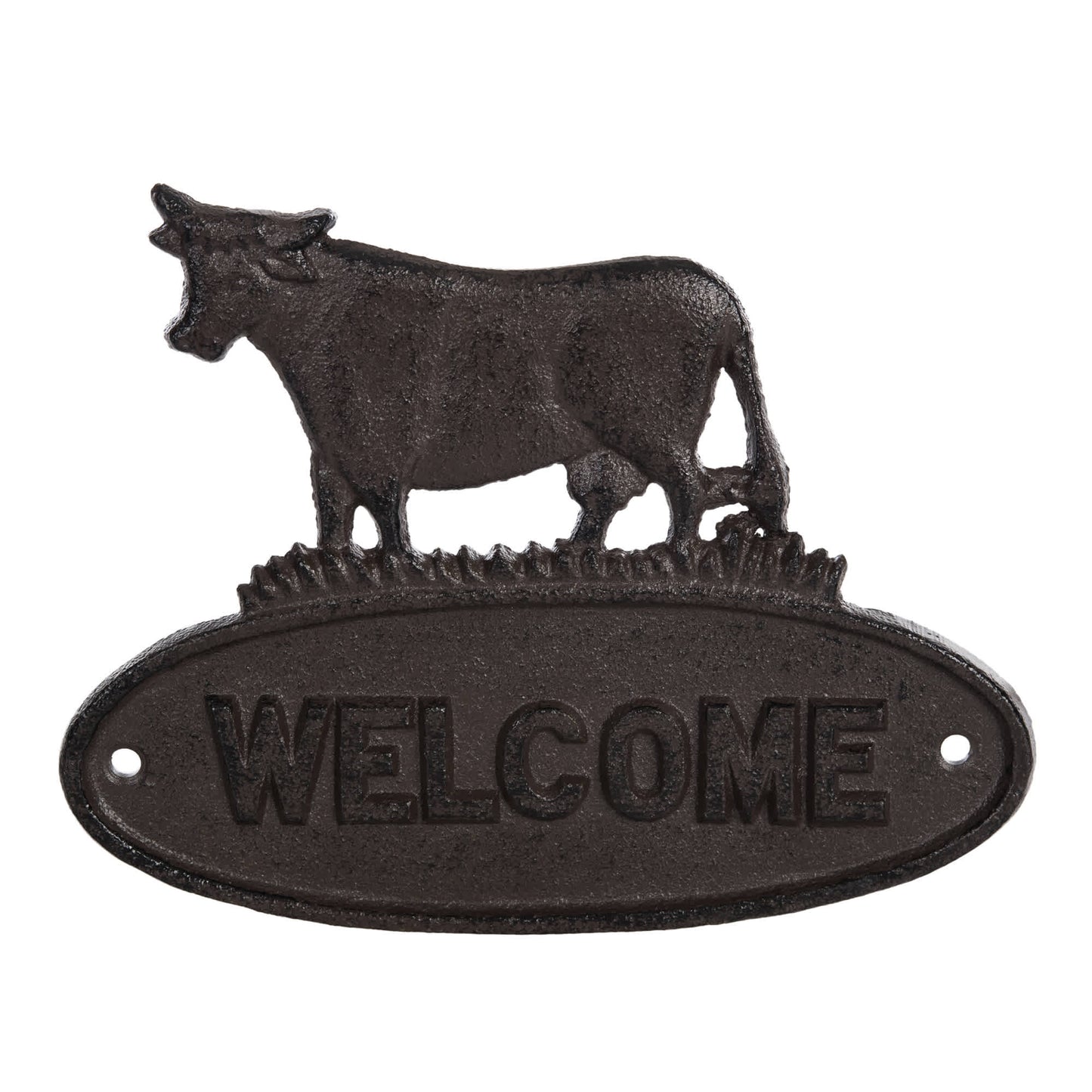 Iron Cow Welcome Sign Metallic for Spring Wall and Entryway Decor