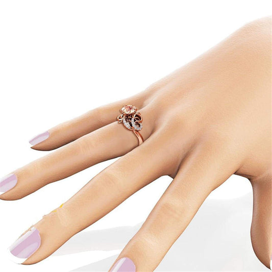 Champagne Crystal & Cubic Zirconia Filigree Floral Ring
