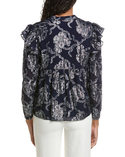 NAVY METALLIC JACQUARD-