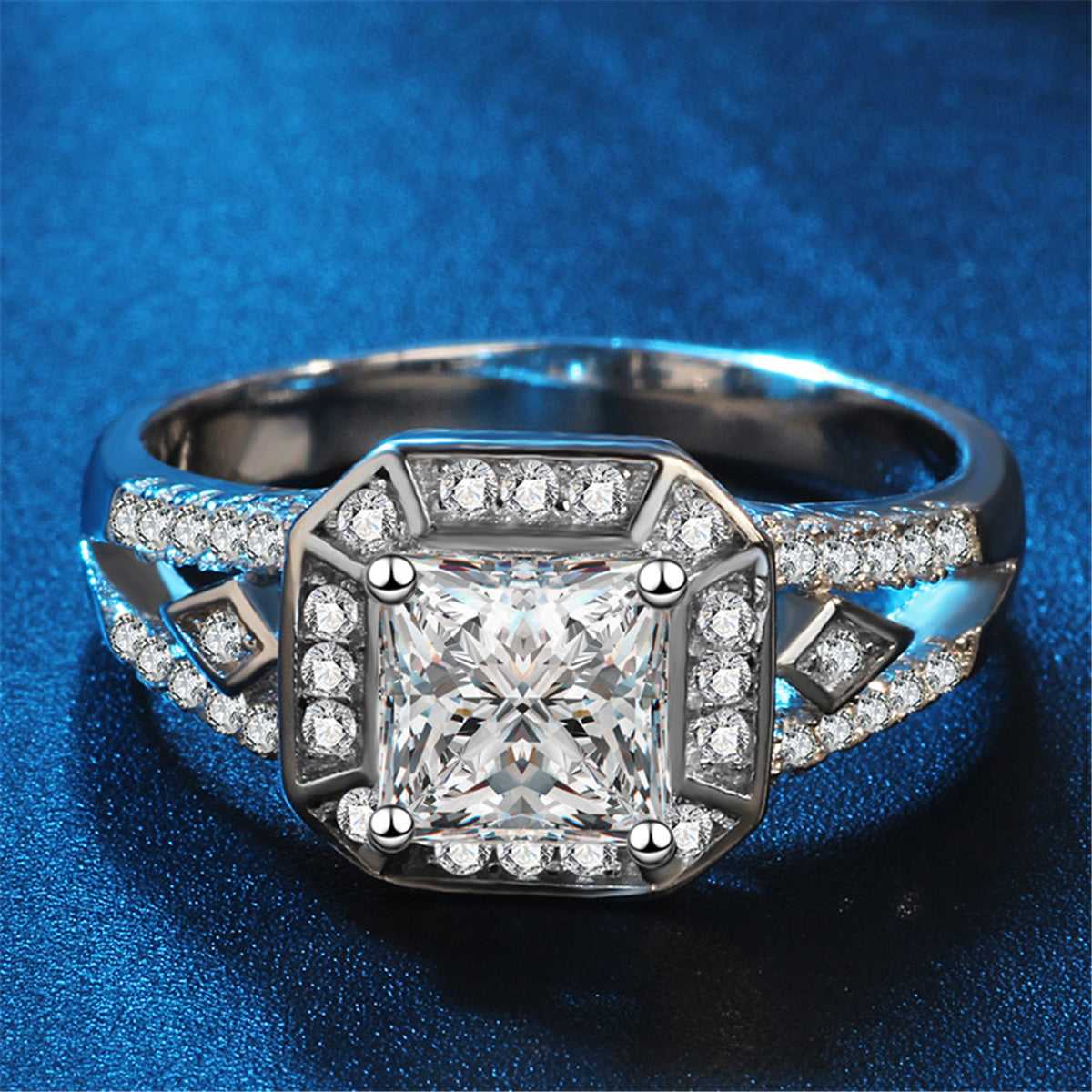 Cubic Zirconia & Crystal Silvertone Princess-Cut Ring-3