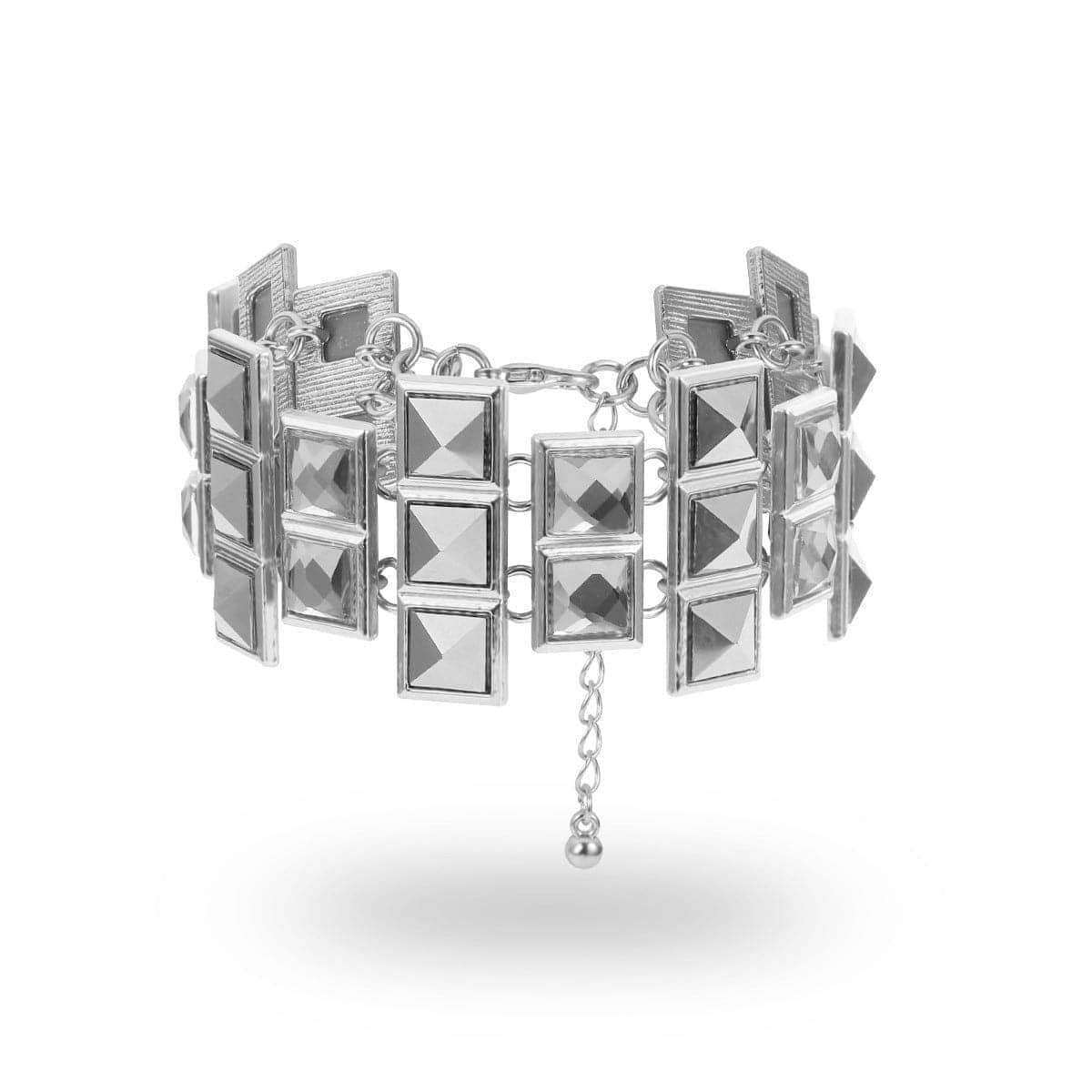Crystal & Silvertone Square Bracelet