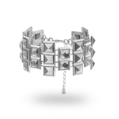 Crystal & Silvertone Square Bracelet