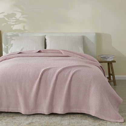 Patina Vie Maison 100% Cotton All-Season Waffle Weave Knit Throw Blanket
