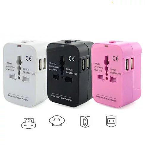Vista Worldwide Power Adapter and Travel Charger with Dual USB Ports That Works in 150 Countries - Black
