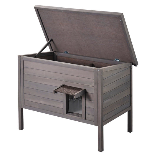 VEVOR Outdoor Cat House Wooden Feral Cat Shelter with Roof & PVC Door Flaps - Multicolor 1