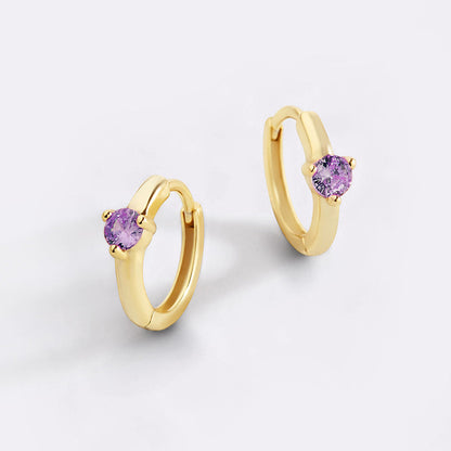Mint & Lily Solitaire Birthstone Huggie Hoop Earrings