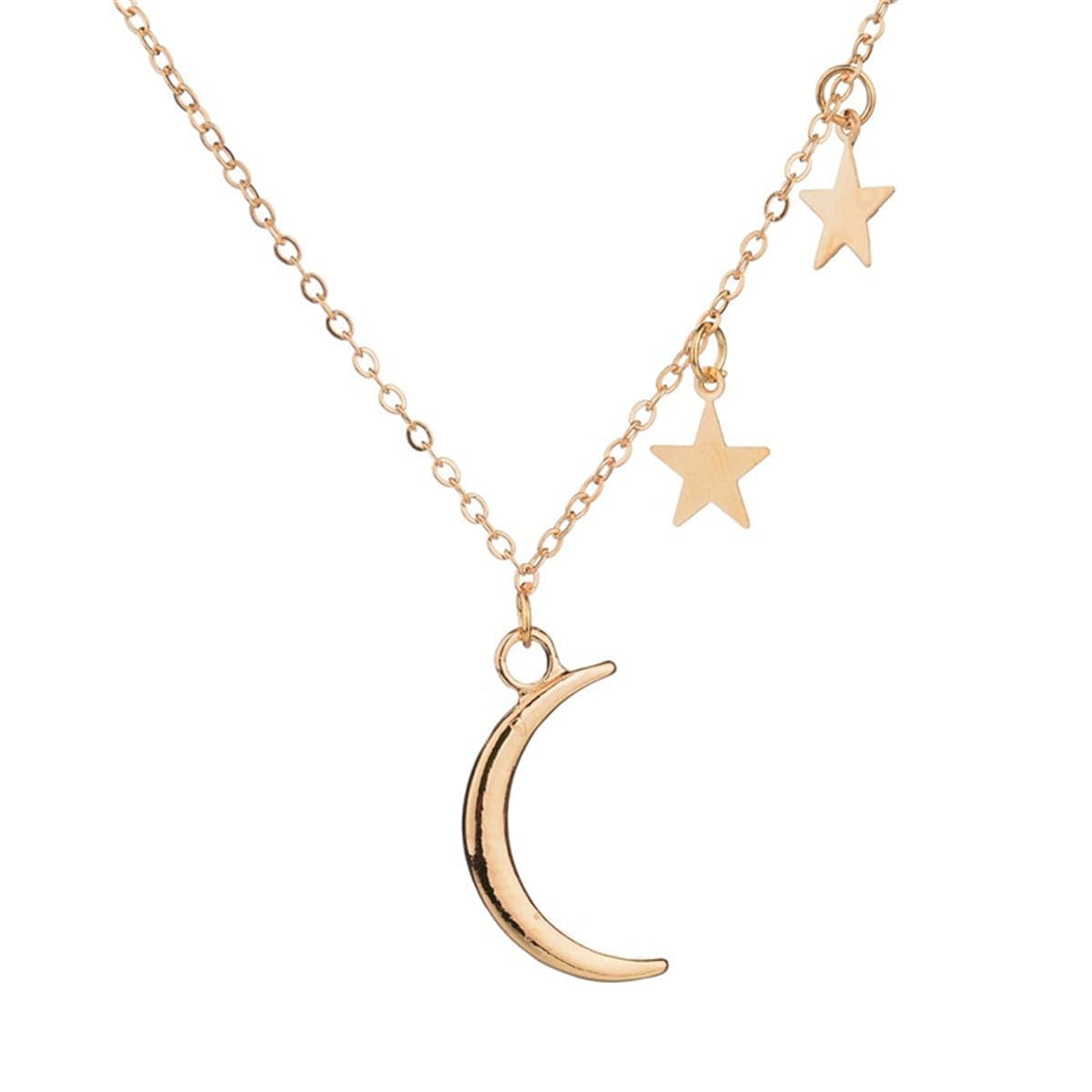 Goldtone Crescent & Star Necklace