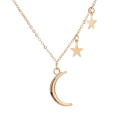 Goldtone Crescent & Star Necklace