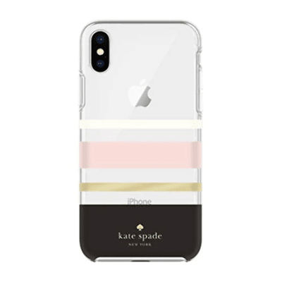 Kate Spade New York Protective Hardshell Case (1-Pc Comold) for Iphone Xs & Iphone X - Charlotte Stripe Black/Cream/Blush/Gold Foil