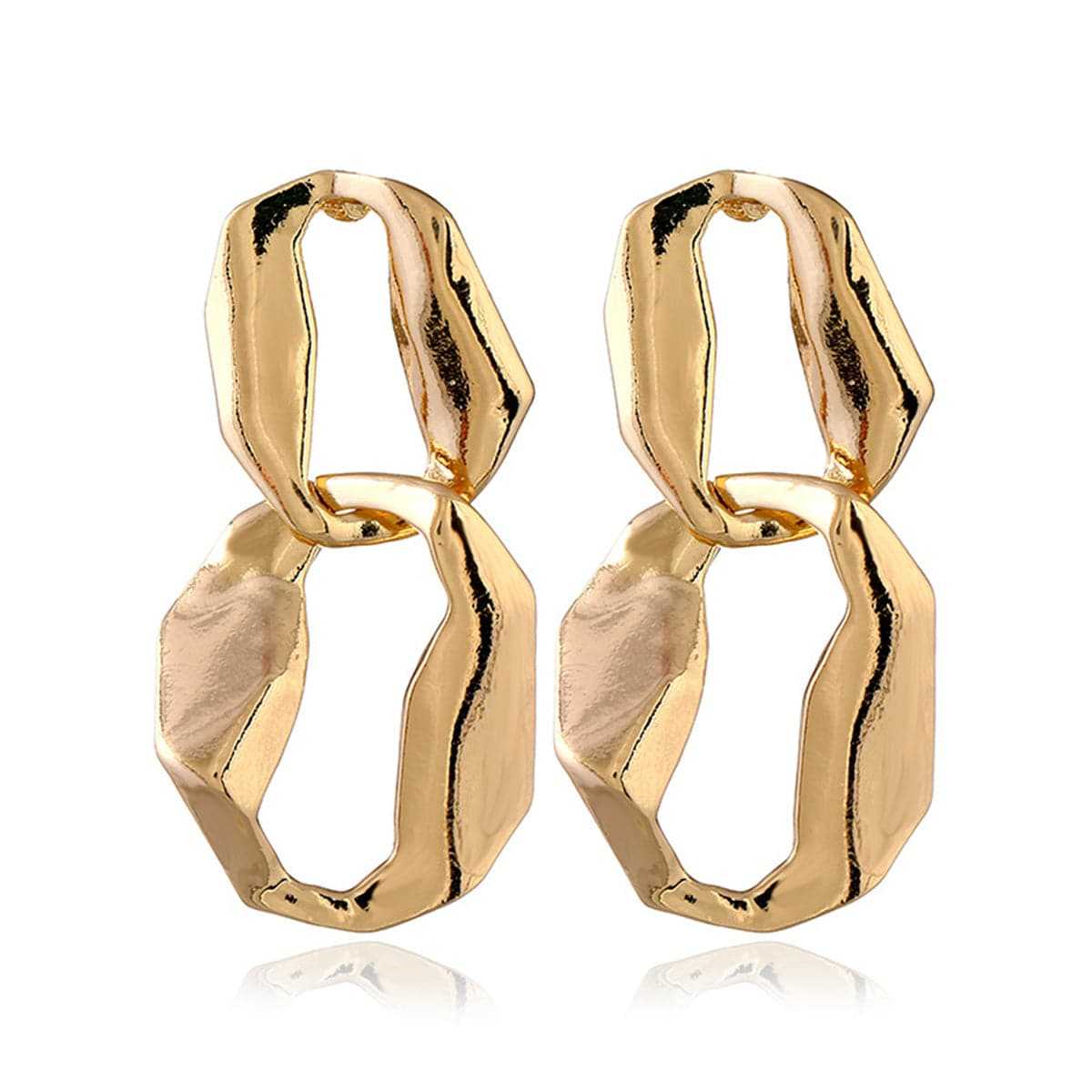 Goldtone Irregular Geometry Drop Earrings
