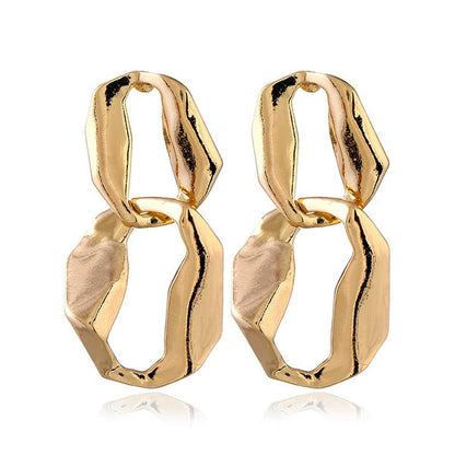 Goldtone Irregular Geometry Drop Earrings