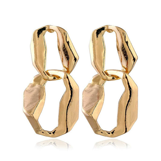Goldtone Irregular Geometry Drop Earrings