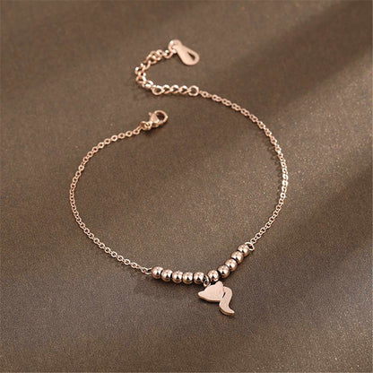 Rose Goldtone Frosted Fox Bead Anklet