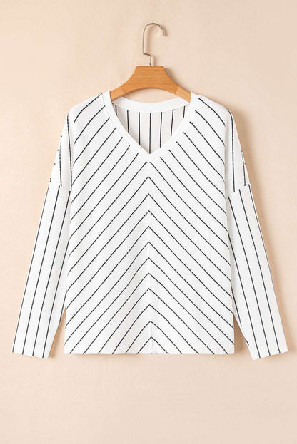 Kamiyah Sleeve Casual Top Long Sleeve Top - Black Stripe / L - 12/14