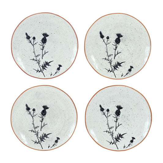Melrose International Rustic Thistle Etched Plate with Speckled Finish (Set of 4)