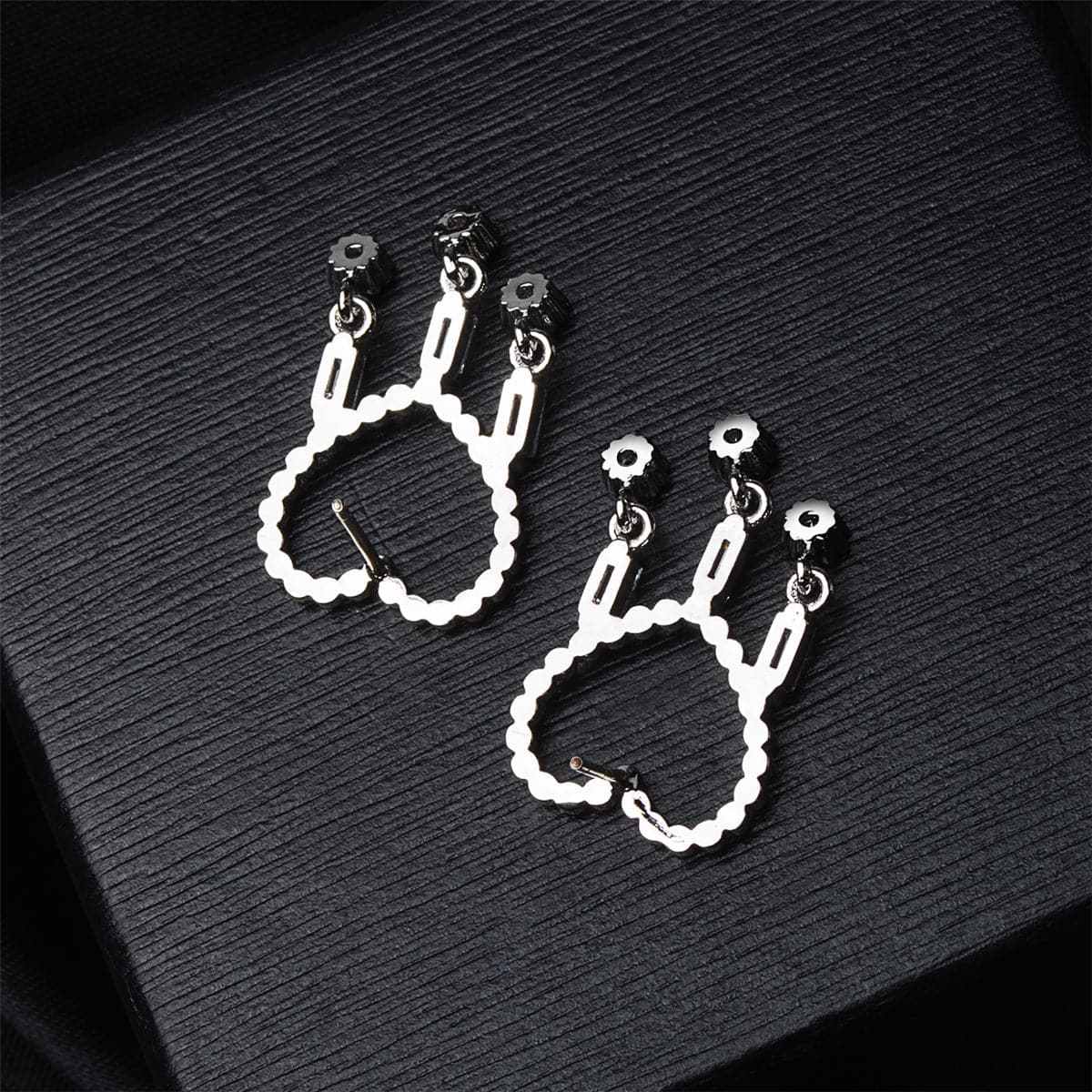 Cubic Zirconia & Silvertone Open Heart Tassel Drop Earrings