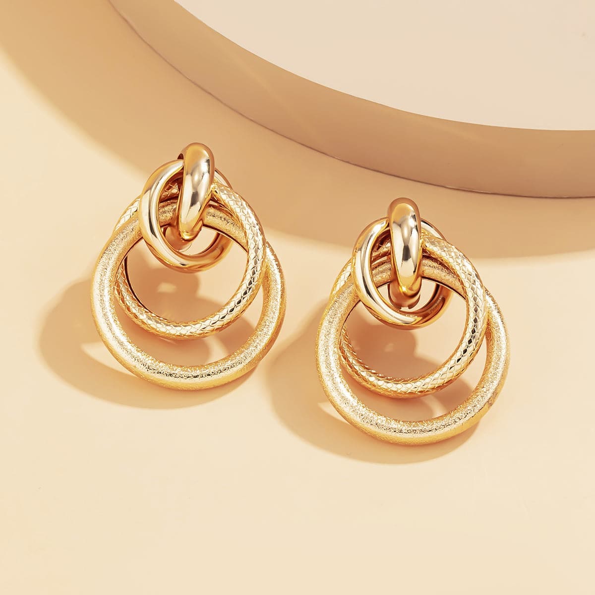 Goldtone Layered Circle Drop Earrings