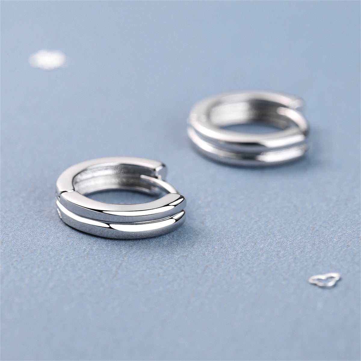 Silvertone Layered Huggie Earrings