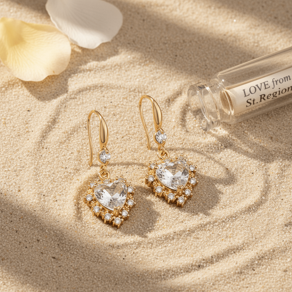 White Crystal & Cubic Zirconia Goldtone Heart Hook Earrings