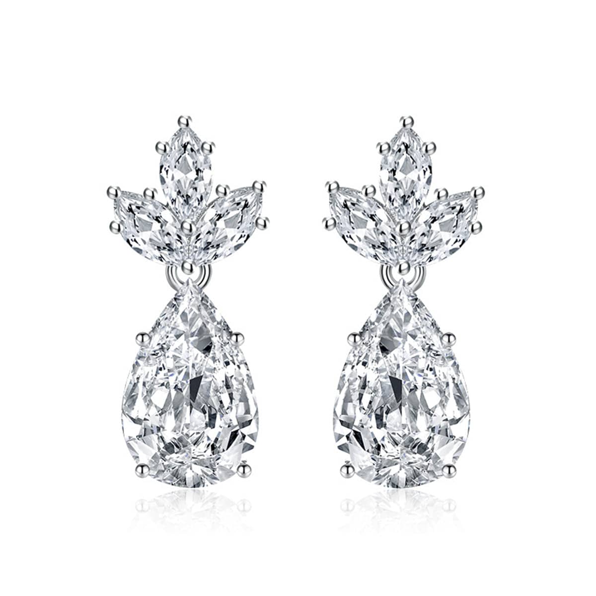 Clear Crystal & Silvertone Pineapple Drop Earrings