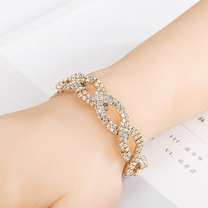 Cubic Zirconia & Goldtone Crossing Line Bracelet