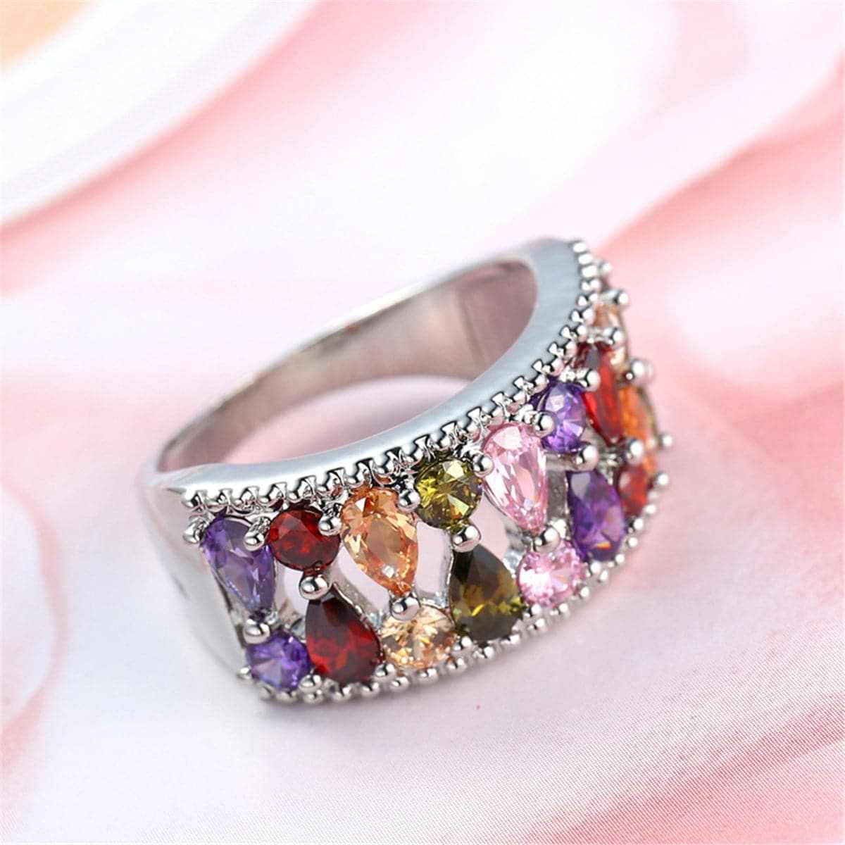 Crystal & Silvertone Mixed Shape Band