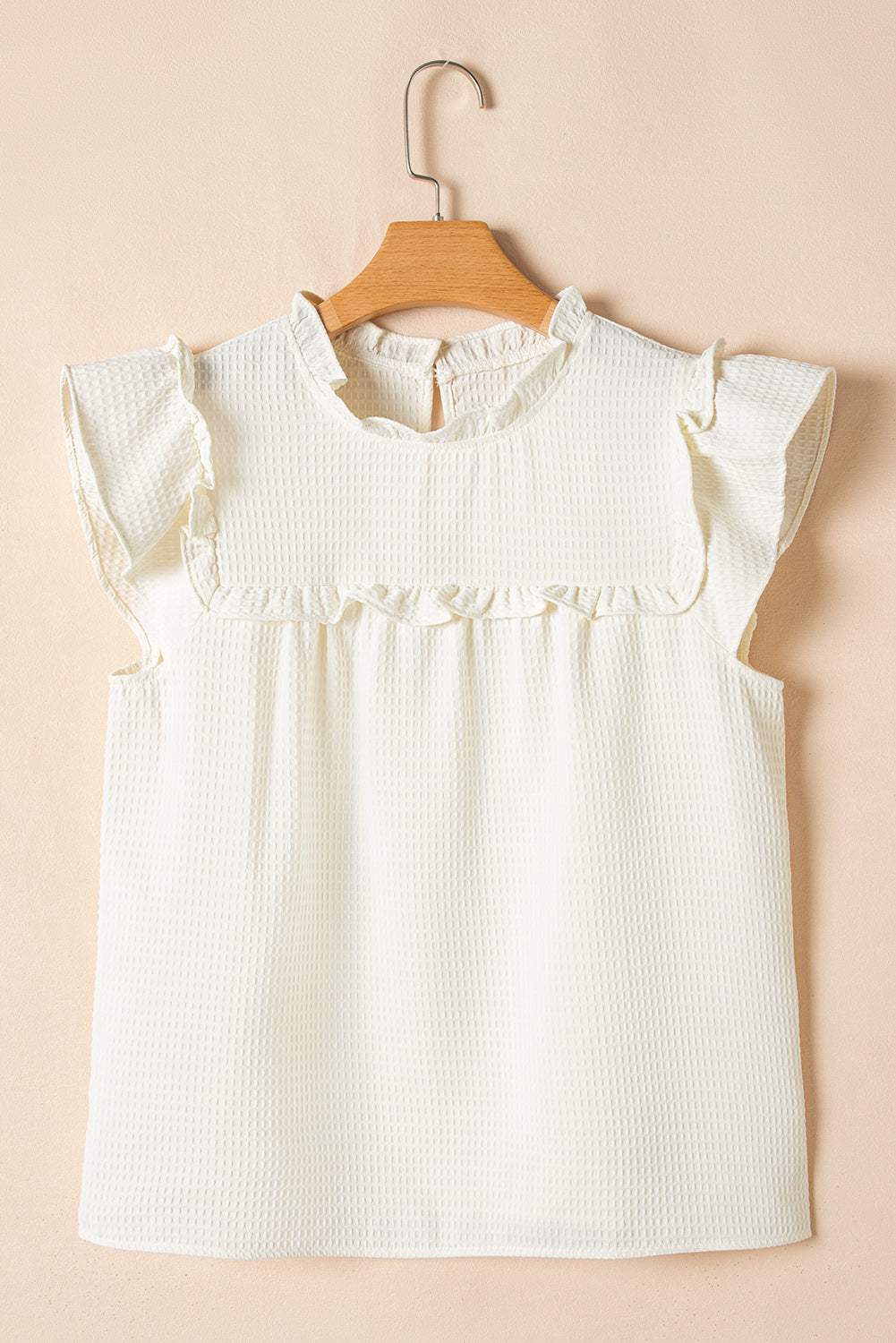 Threaded Pear Ava Trim Waffle Knit Blouse
