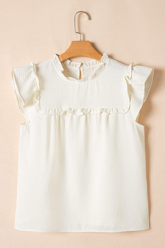 Threaded Pear Ava Trim Waffle Knit Blouse