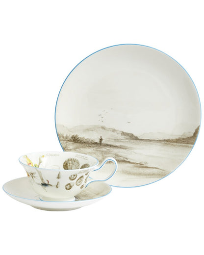 Wedgwood 3Pc Darwin Voyage of the Beagle Galapagos Islands Teacup, Saucer & Plate Set