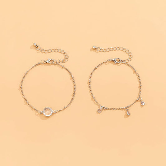 Crystal & Silvertone Station Bracelet Set