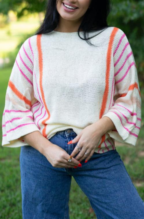 Hayley Wide Sleeve Sweater - White / M - 8/10
