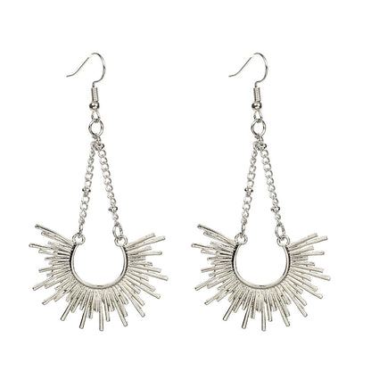 Silvertone Sunburst Drop Earrings