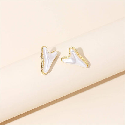 Pearl & Goldtone Arrow Stud Earrings