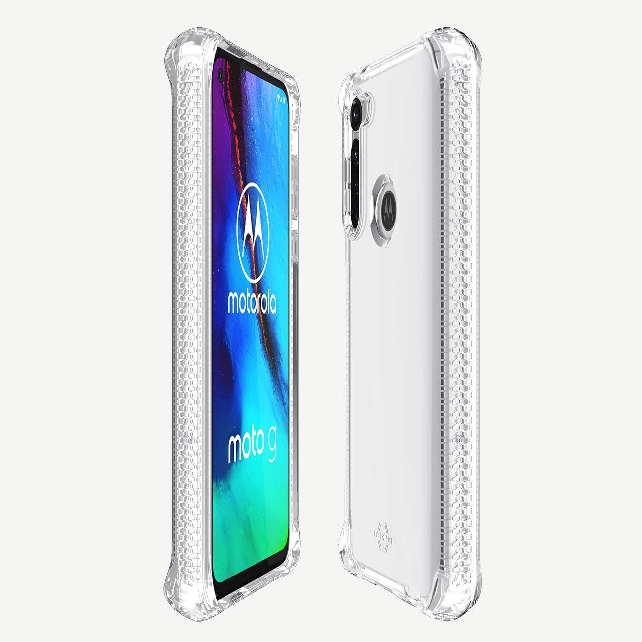 Itskins Spectrum Clear Protective Phone Case Compatible with Moto G Stylus (2020), Slim Hybrid Case, Anti-Yellowing, and Heavy Duty Shockproof Cover, Military Phone Case | Transparent