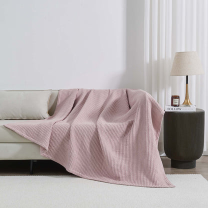 Patina Vie Maison 100% Cotton All-Season Waffle Weave Knit Throw Blanket