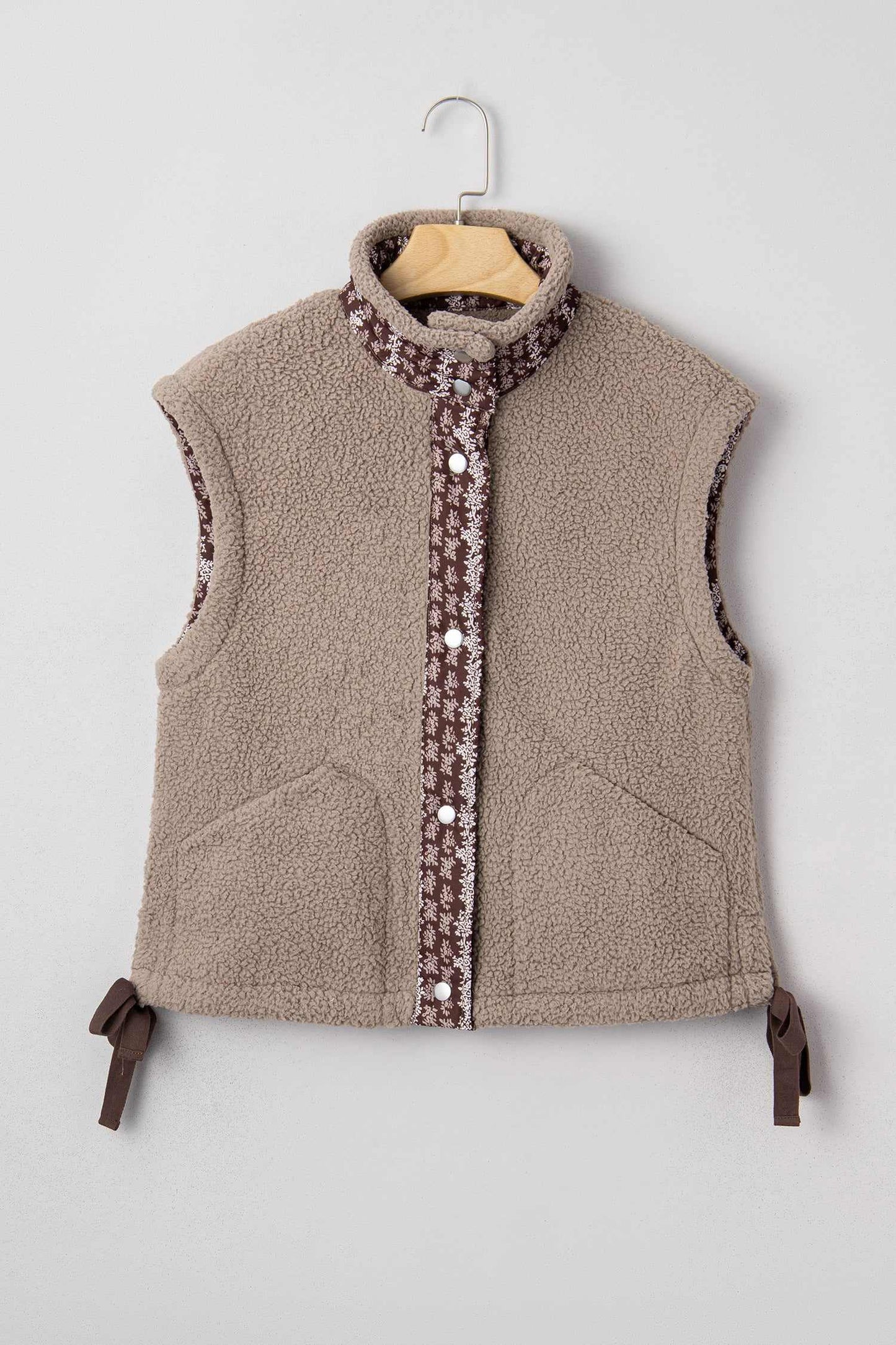 Wrenley Bows Sherpa Fleece Vest - Goat / L - 12/14