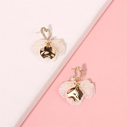 Cubic Zirconia & Shell Heart Botany Drop Earrings