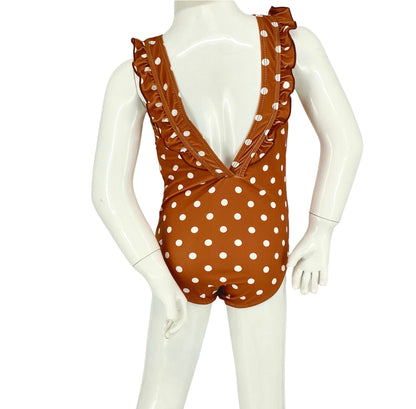 Marina West K4708 Kids One-Piece Swimsuit (Brick/White Dot)