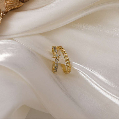 Cubic Zirconia & Goldtone Star Clip-On Earring