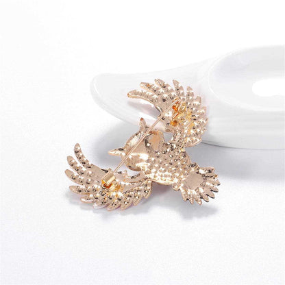 Brown Multicolor Cubic Zirconia & Goldtone Owl Brooch