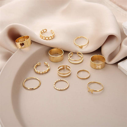 Goldtone Heart Ring Set-2
