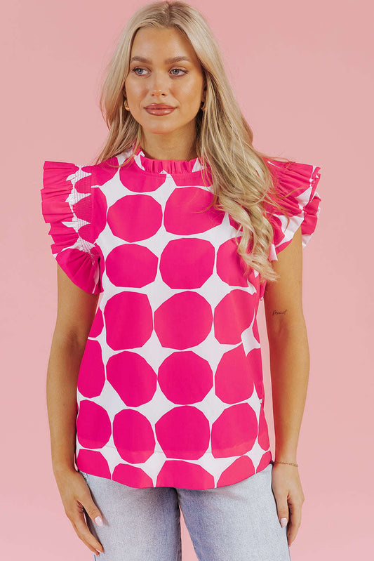 Threaded Pear Loretta Bubblegum Pattern Frilled Top