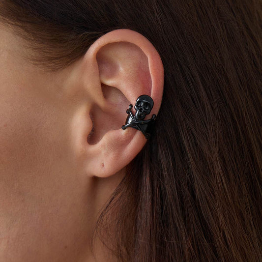 Blacktone Skull X Ear Cuff