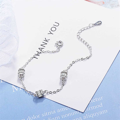 Cubic Zirconia & Silvertone Cage Charm Bracelet