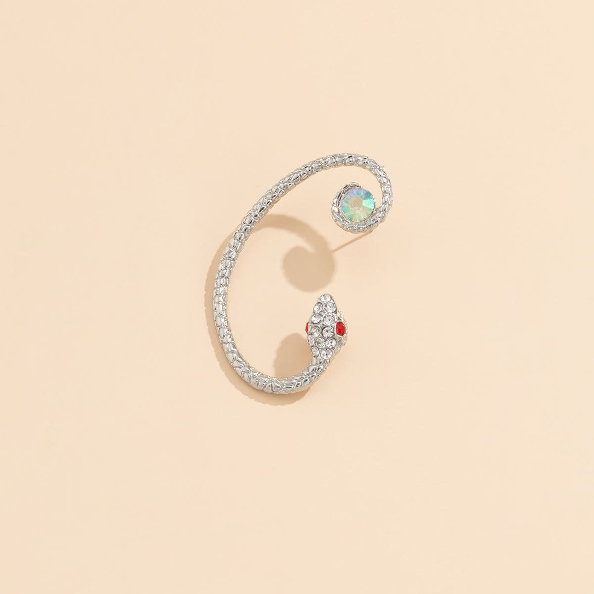 Cubic Zirconia & Silvertone Snake Ear Cuff
